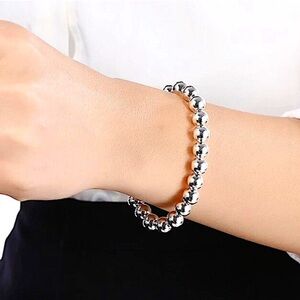 Beaded Ball Sterling Silver Bracelet 10mm